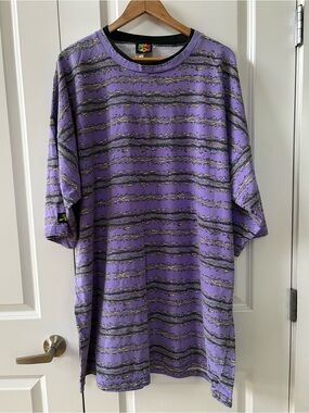 Vintage 90s Hobie All Over Print Tshirt Abstract Tribal Stripe Surf Skate Tee